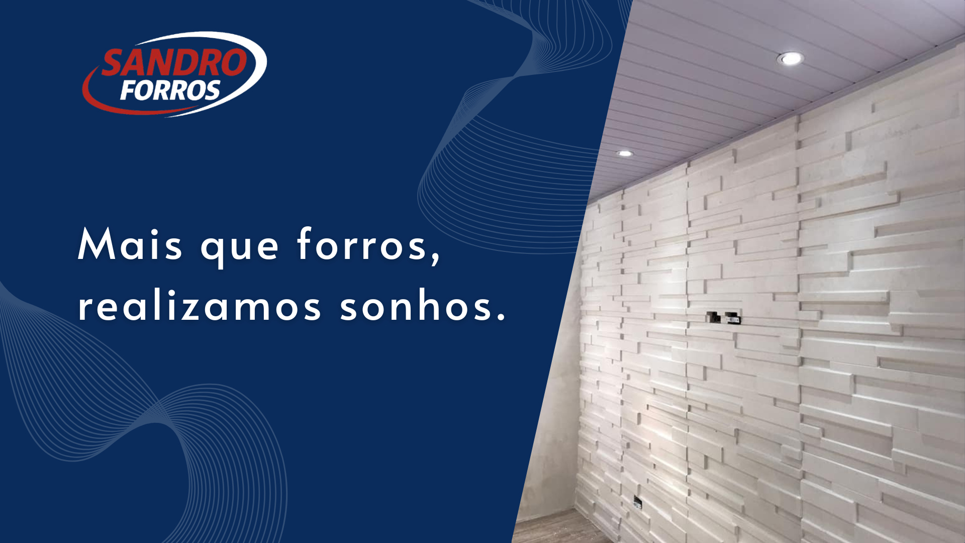 Detalhe de acabamento de forro de drywall com iluminação embutida